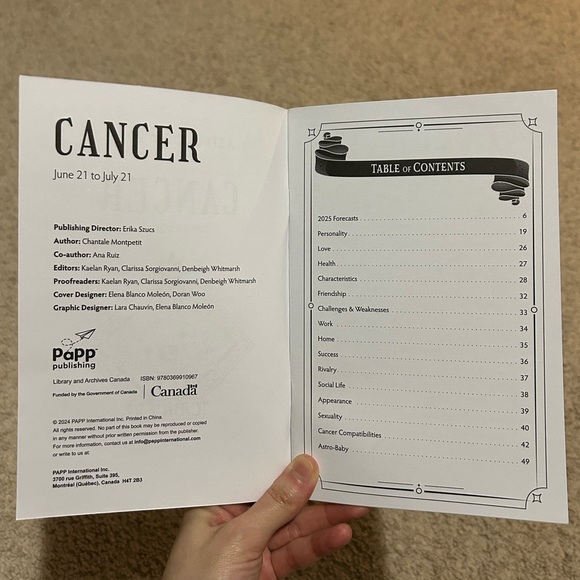 Astrology 2025 Book CANCER(6/21-7/21) Paperback By Chantale Montpetit - Picture 9 of 14